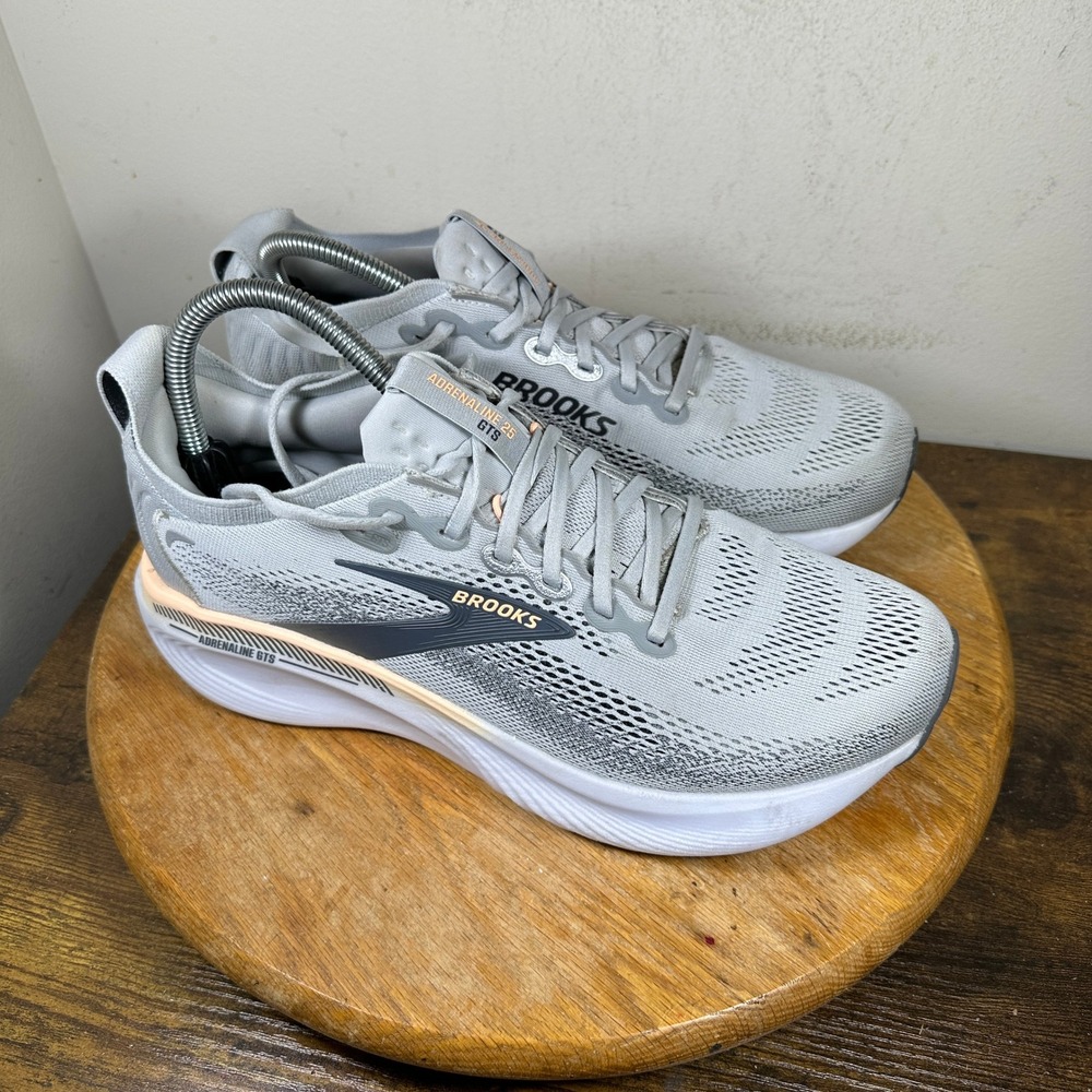 Brooks Adrenaline GTS 23 Womens 10.5 Wide Gray Peach Running Shoes 1204431D032